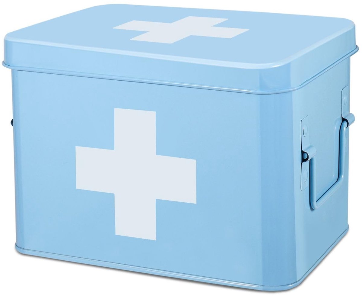 Omgoods - Eerste Hulp Kit Organizer, Lege Vintage Medische Doos met Indelingen
