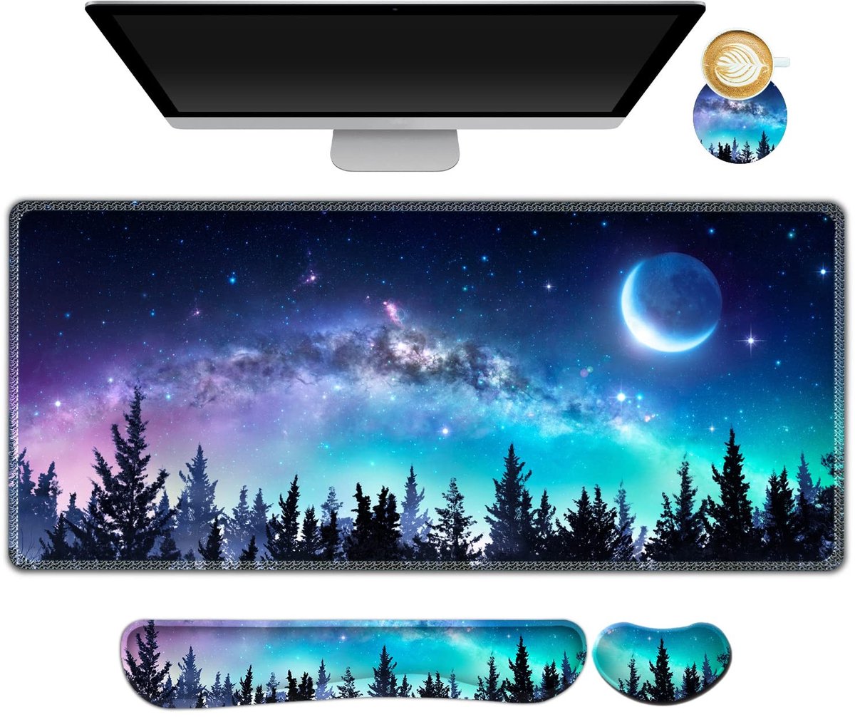 Omgoods - Gaming Muismat Set met Polssteun en Coaster 88.9 x 39.9 cm