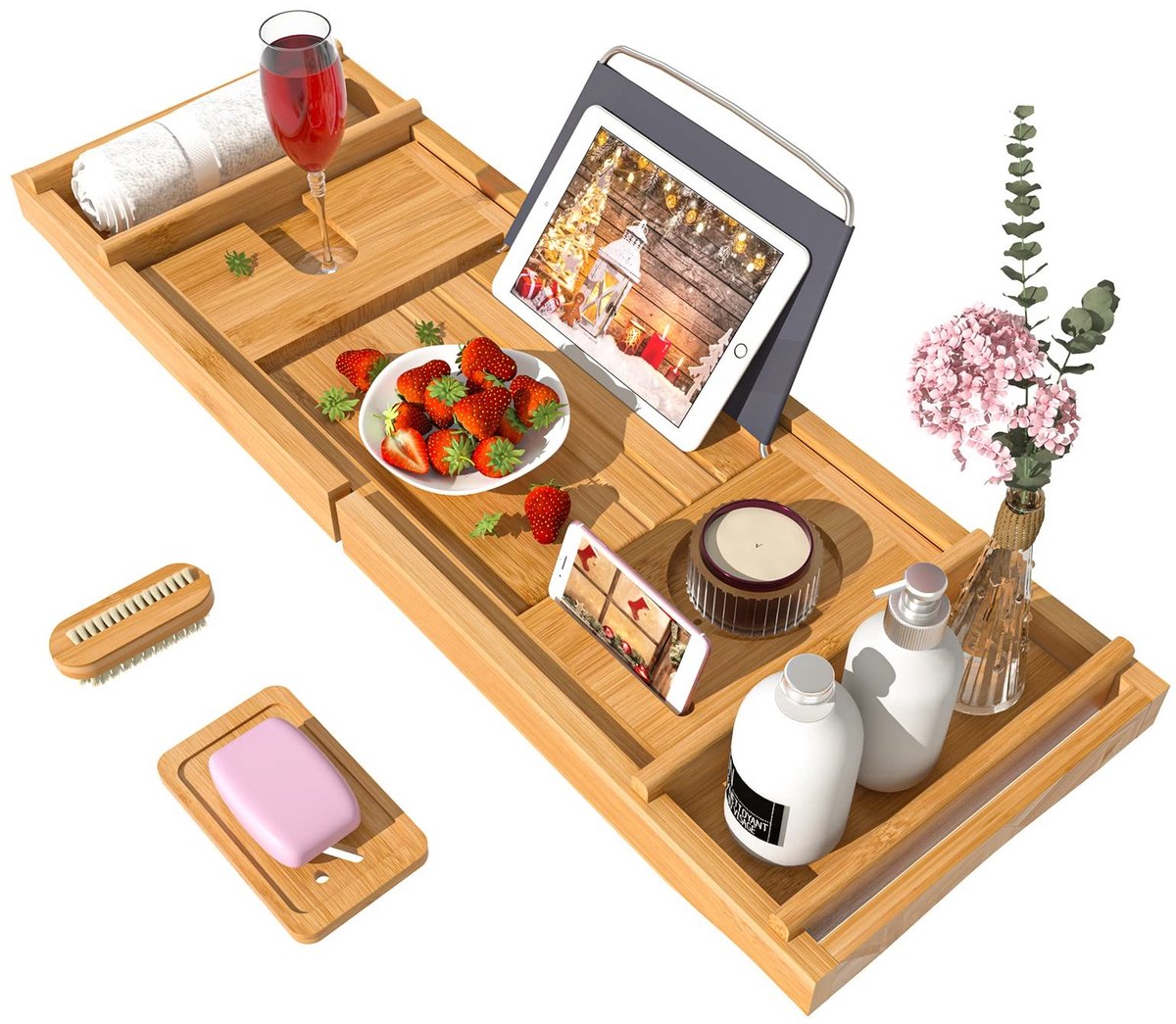 Omgoods - Bad Caddy Tray van Bamboe voor Badkamer