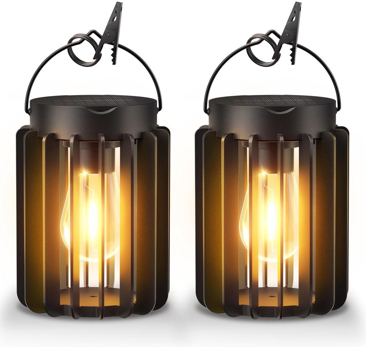 Omgoods - Buitenverlichting Lantaarns op Zonne-energie - Set van 2 Stuks