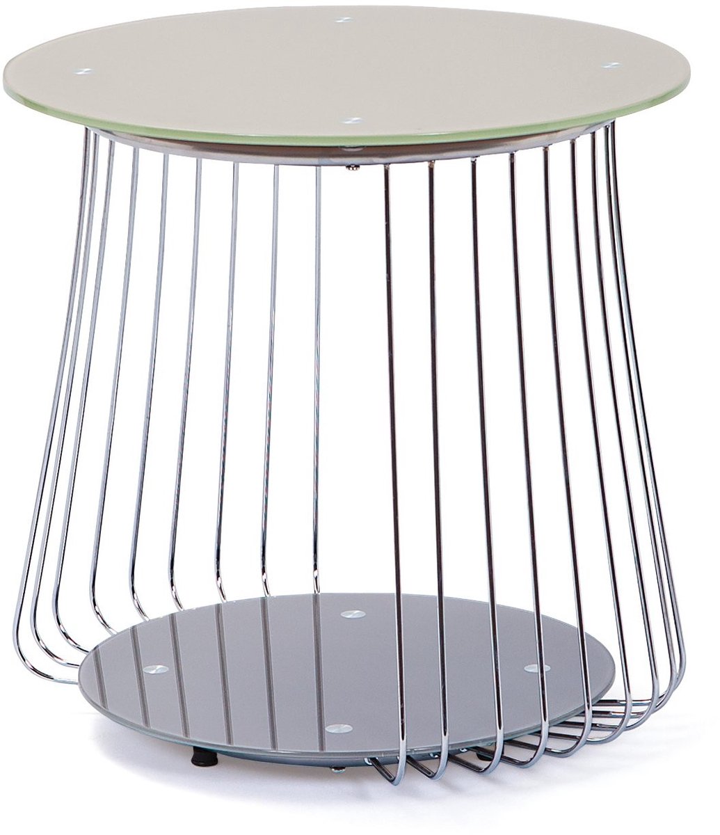 Omgoods - Moderne Bijzettafel van Metaal en Grijs Glas 50 x 50 cm