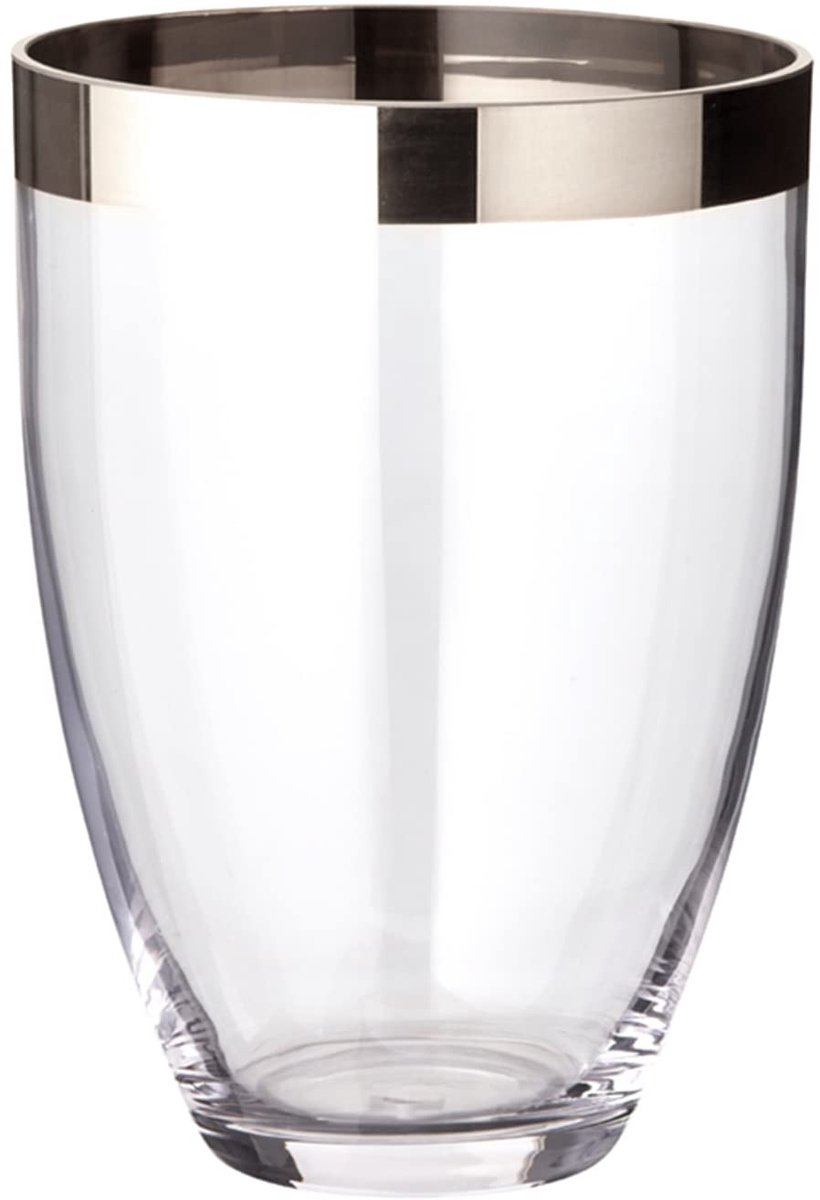 Omgoods - Handgeblazen Kristallen Vaasje met Platinakant, Hoogte 20 cm