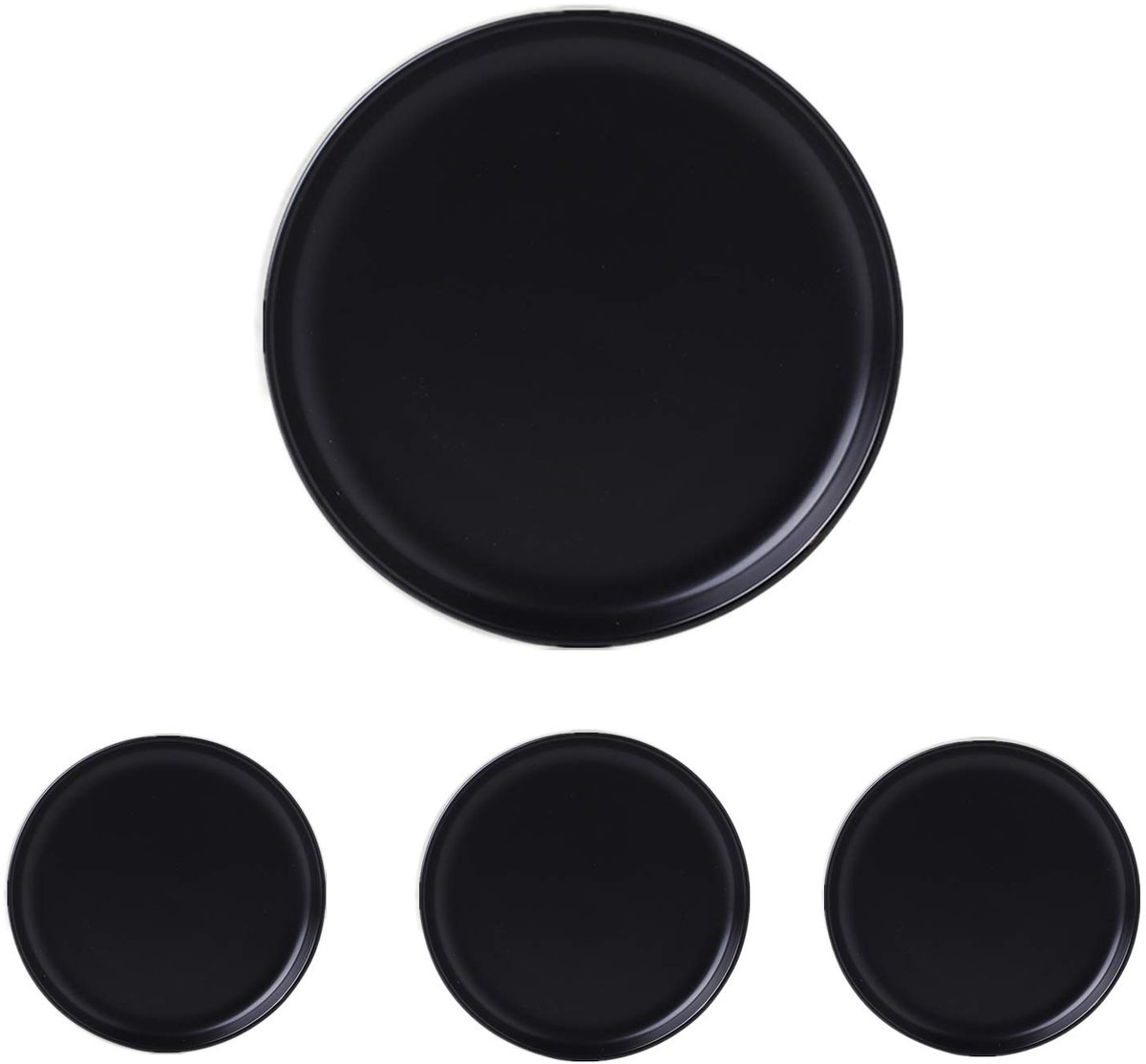 Omgoods - Keramische taartborden, dessertborden, voorgerechtborden - Set van 4, 15 cm - Zwart