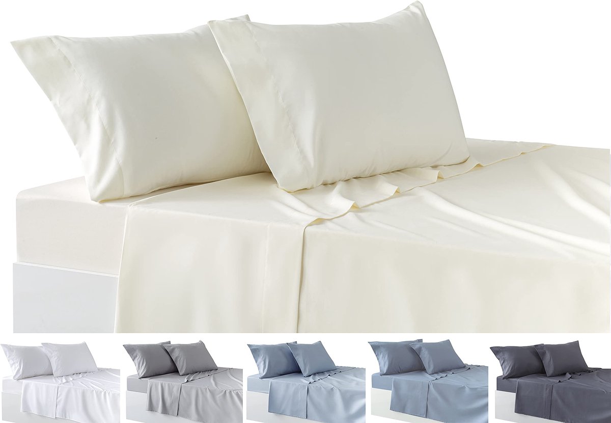 Omgoods - 4-delig Bedlinnen Set met Fitted Sheet en Dekbedovertrek