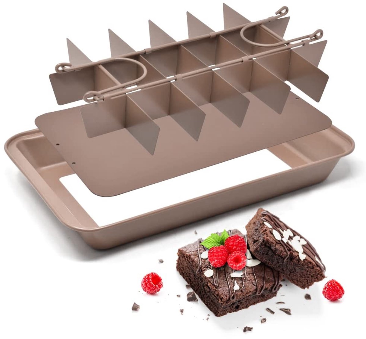 Omgoods - Rectangulaire Brownie Bakvorm met Verdelers voor Perfecte Chocolade Brownies
