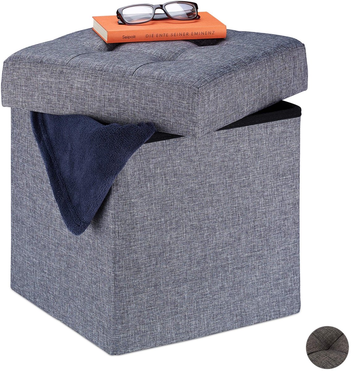 Omgoods - Decoratieve Pouf met Opbergfunctie, Grijs
