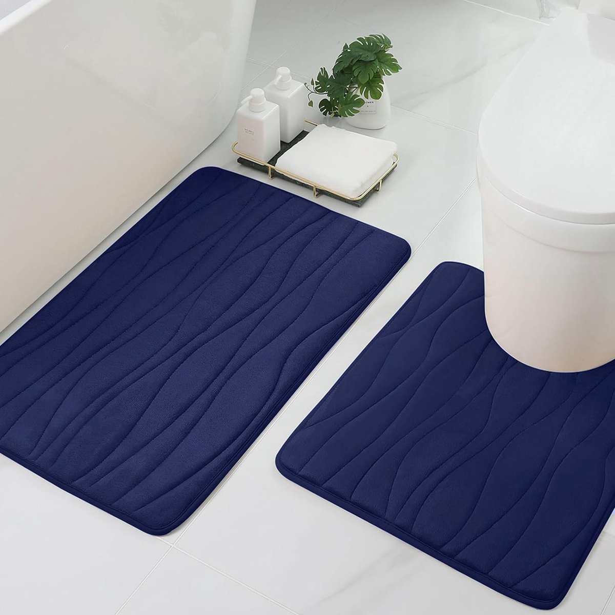 Omgoods - Set van 2 Geheugen Schuim Badmatten, Absorberend en Antislip