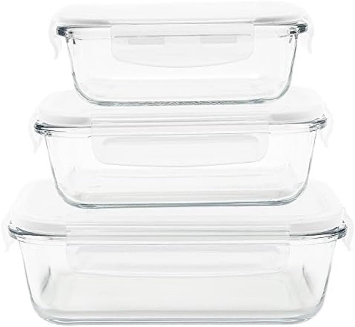 Omgoods - Set van 3 Glascontainers voor Voedselopslag
