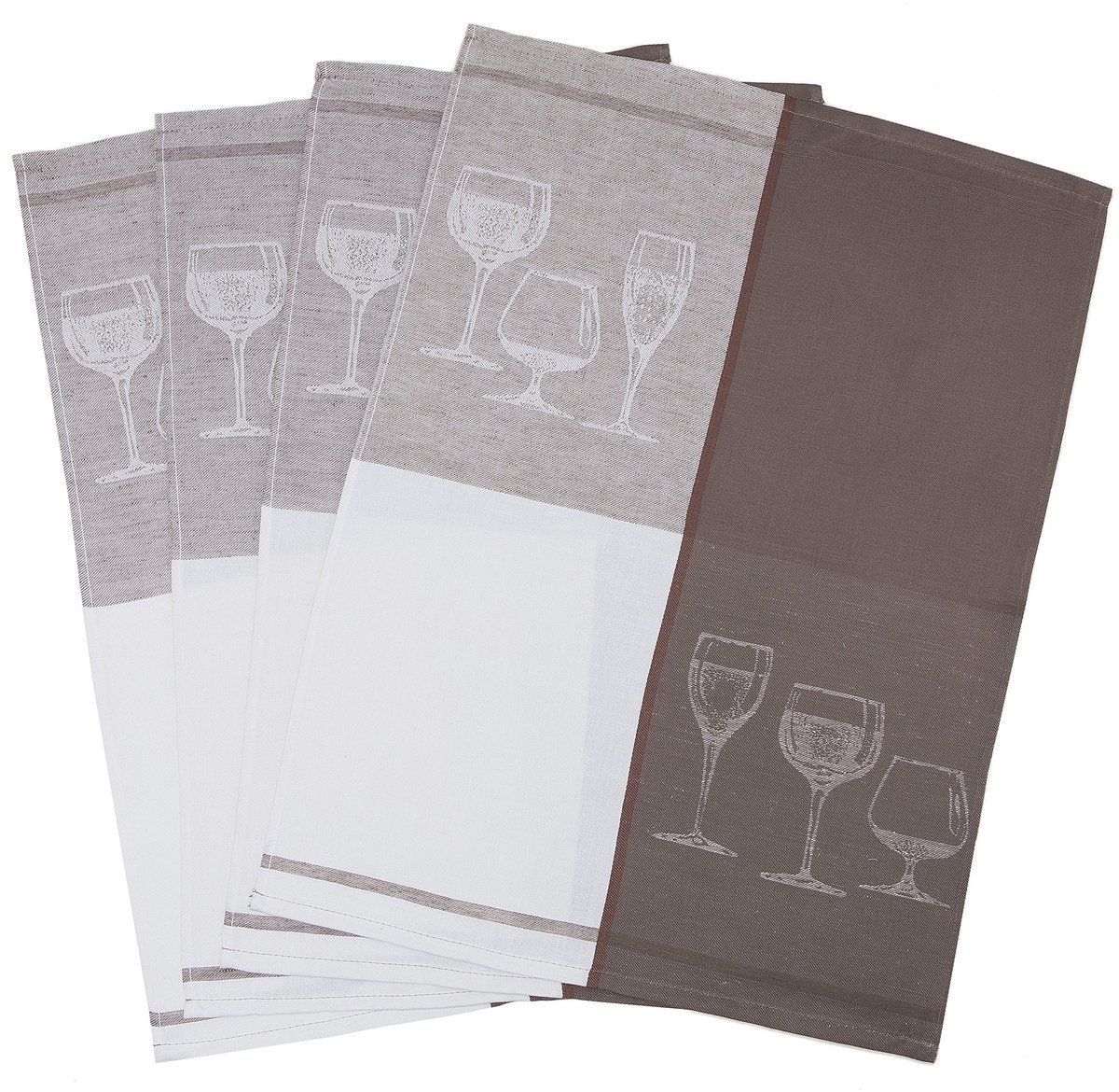 Omgoods - Set van 4 Halflinnen Theedoeken, Bruin, 50x70 cm