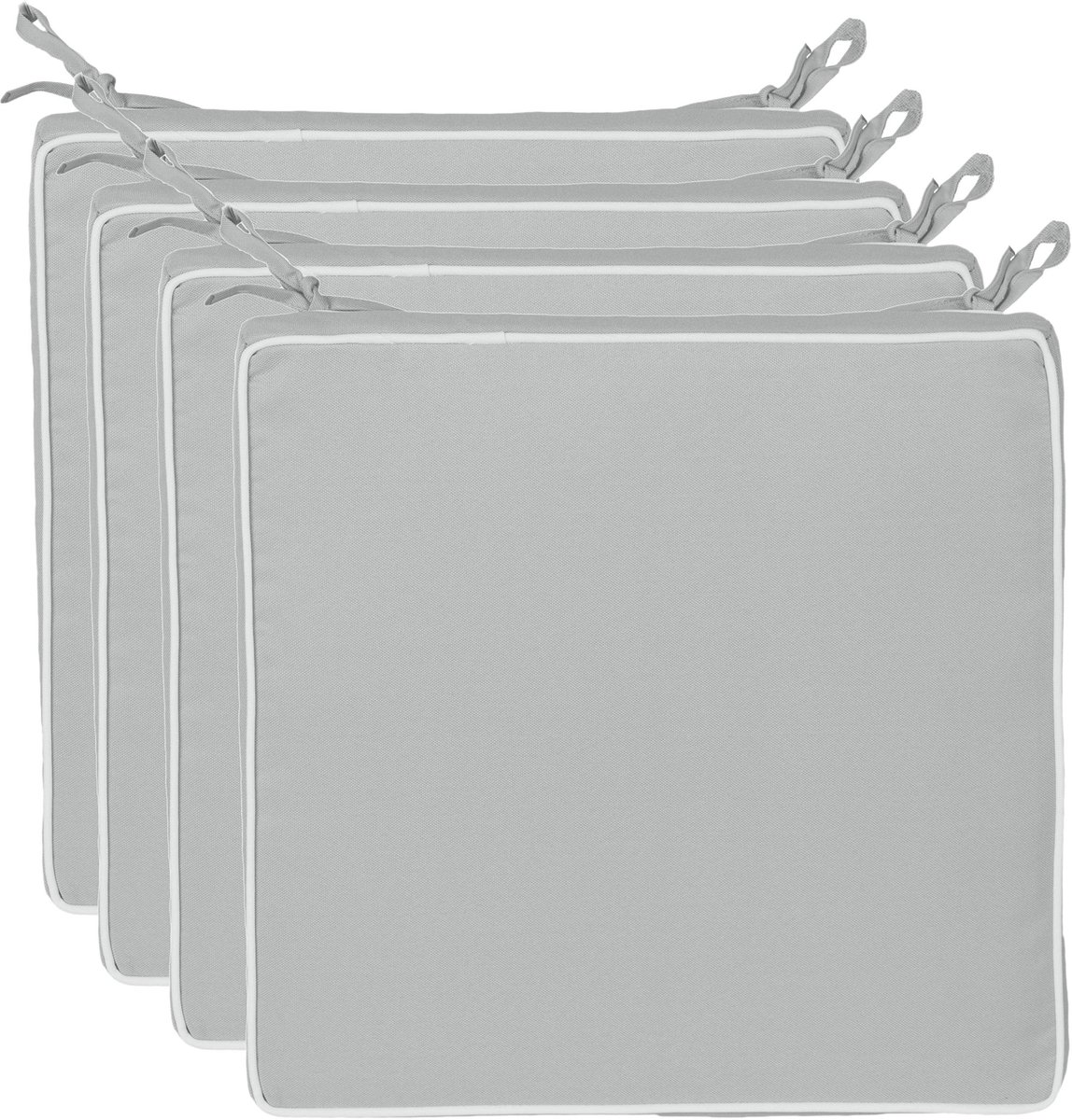 Omgoods - Set van 4 Buitenstoelkussens Water- en Vuilafstotend Lichtgrijs