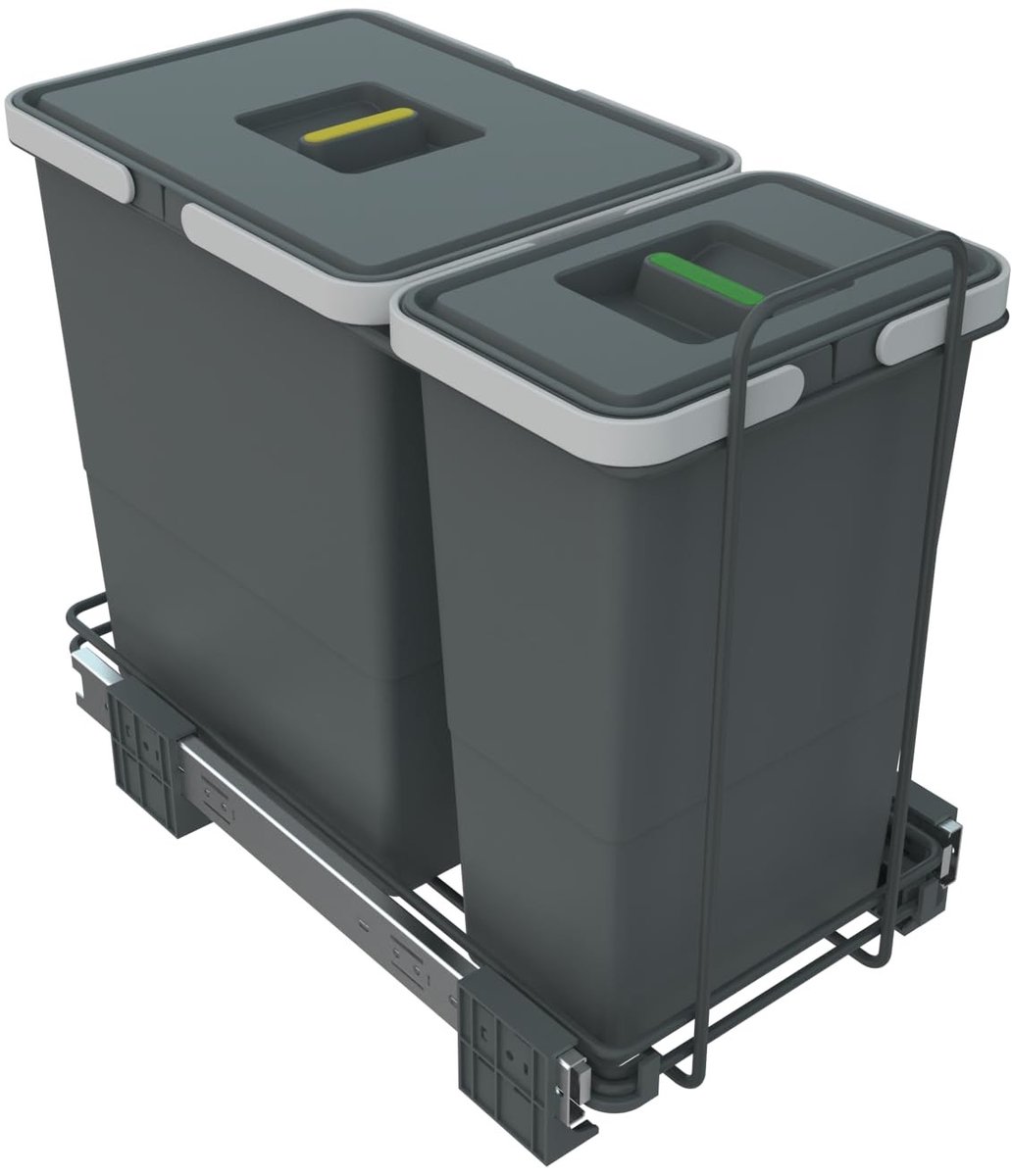 Omgoods - Afvalemmer voor Gescheiden Afval 26 Liter met Uittrekbare Bins