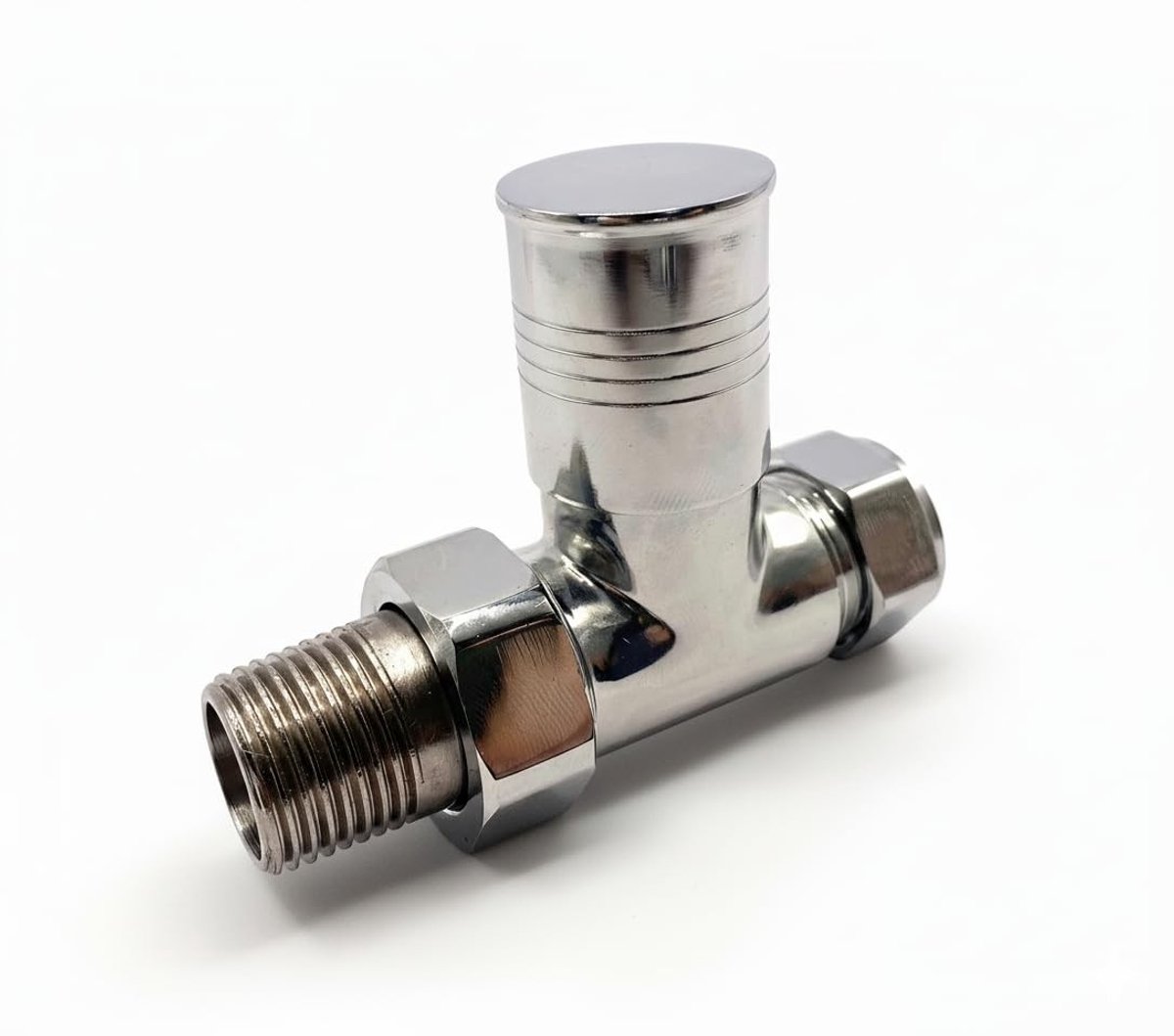 Omgoods - Thermostatische Radiatorafsluiter en Sluitschild Set Recht Chroom 1/2" - 15mm