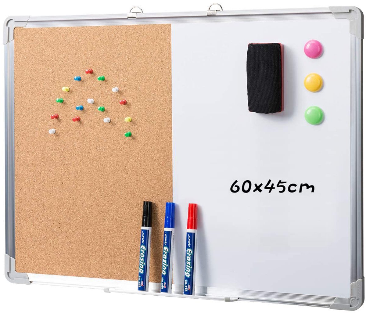 Omgoods - Magnetisch Whiteboard en Prikbord Set - Combinatiebord 60 x 45 cm