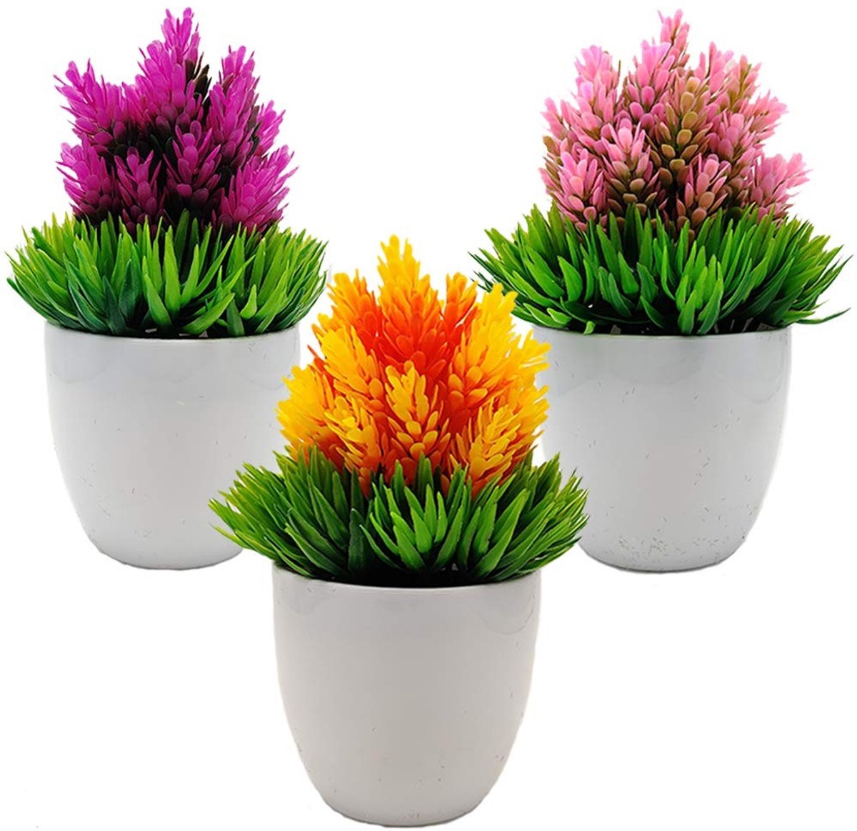 Omgoods - Set van 3 Kunstplanten in Pot voor Decoratie