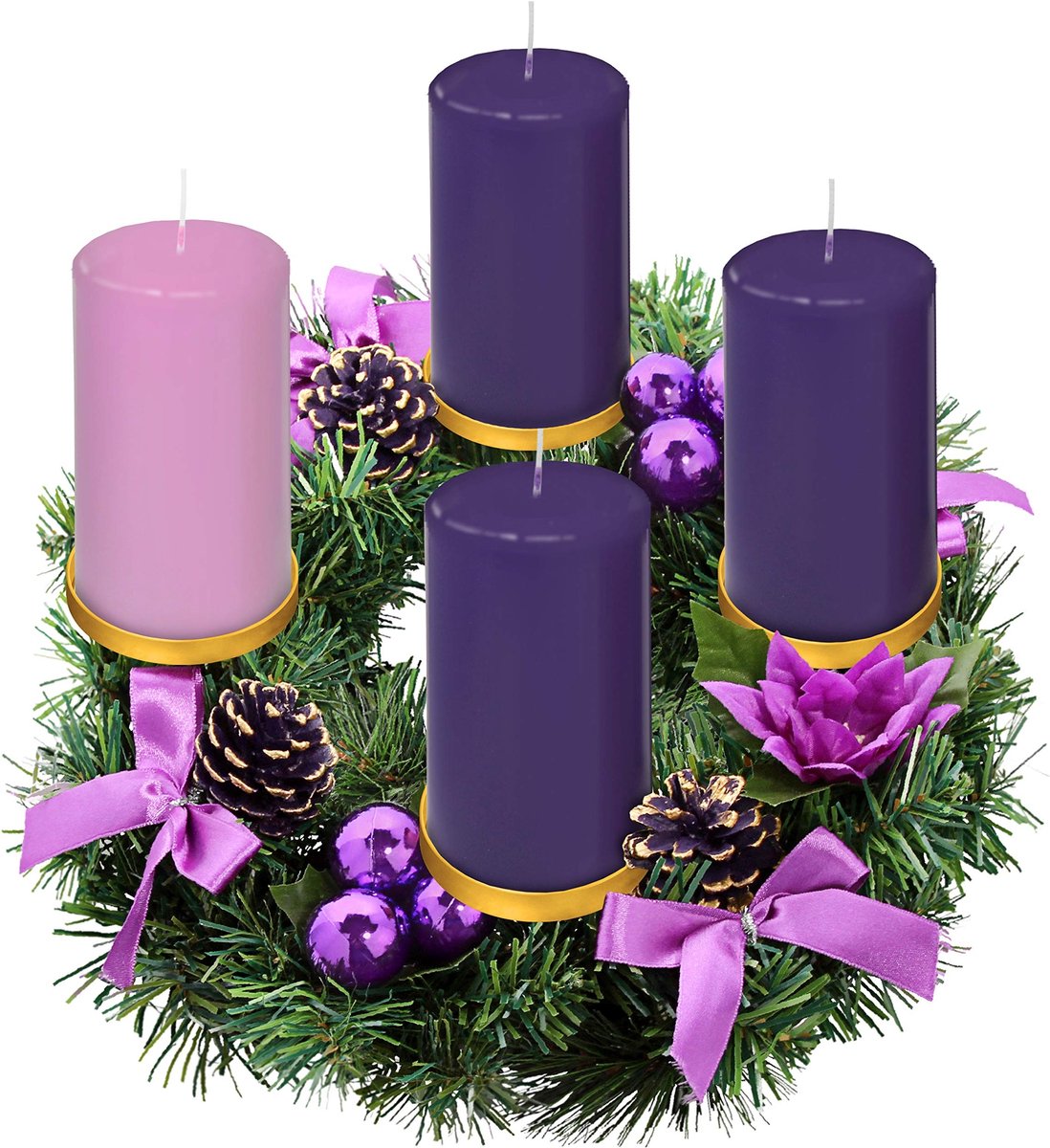 Omgoods - Gouden Adventskrans Ring Kaarsenhouder voor Pillar Kaarsen