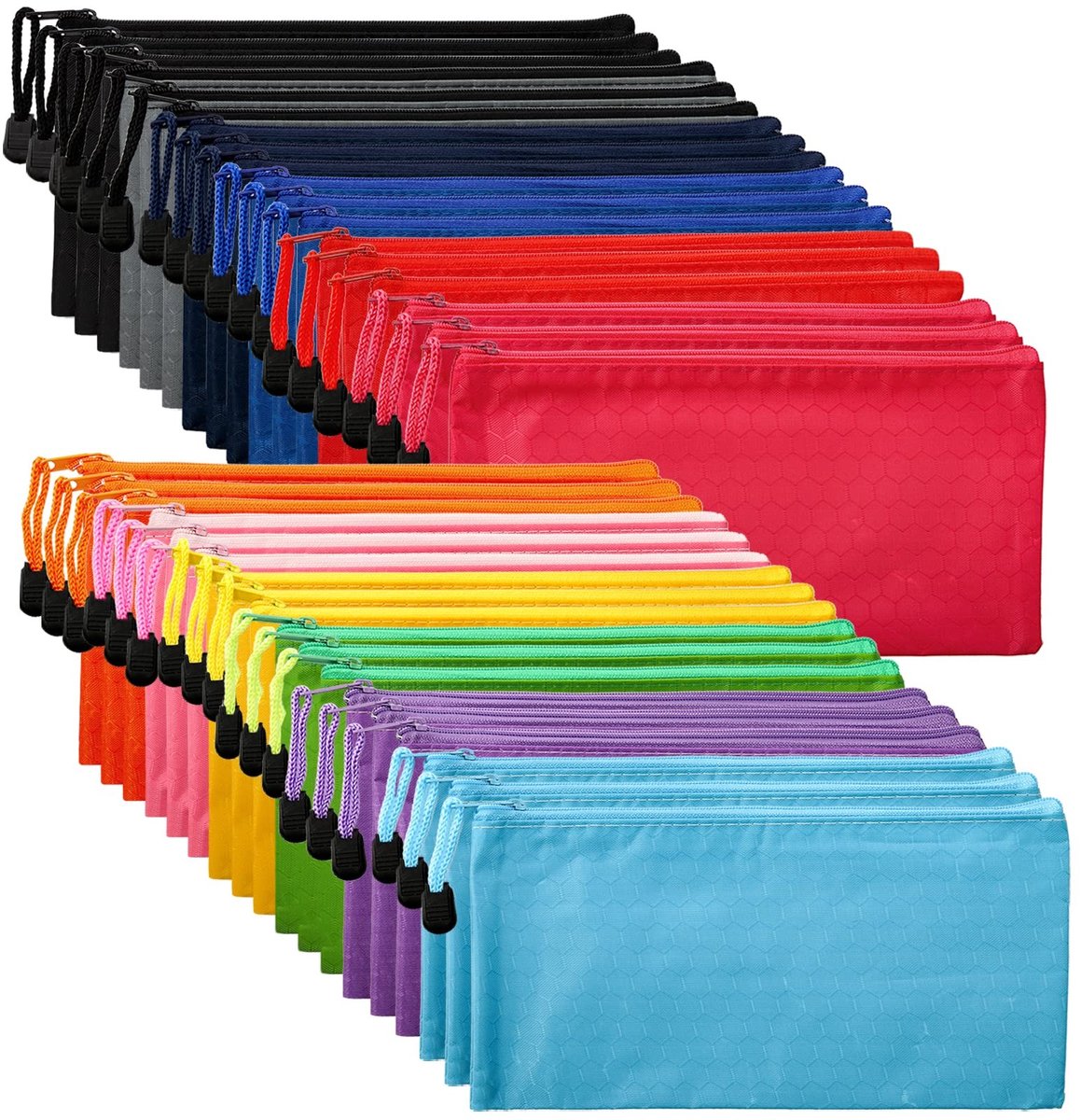 Omgoods - 36 Stuks Waterdichte Pennenzakken met Rits in Multicolor