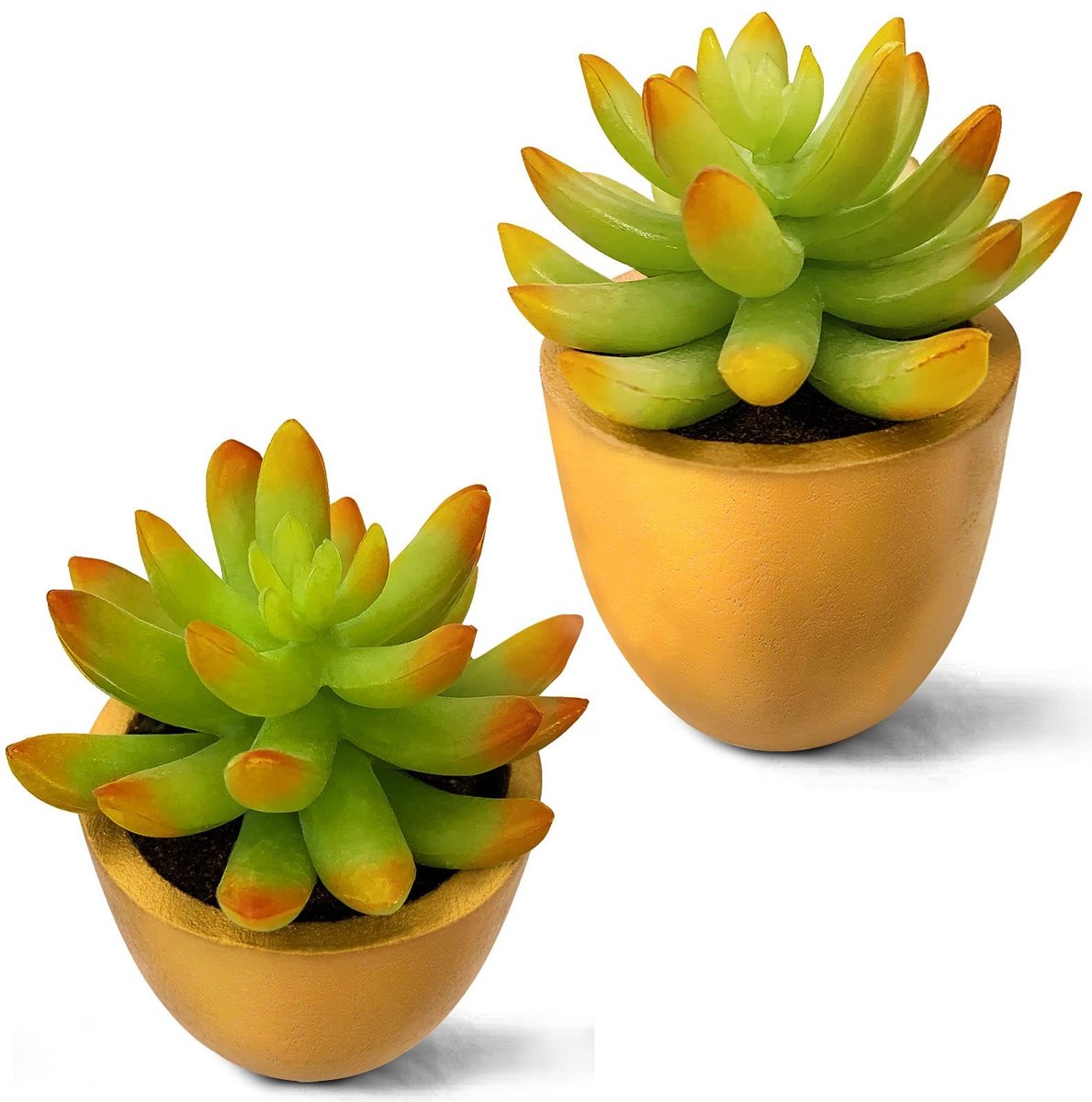 Omgoods - Mini Kunstplanten met Gouden Potjes voor Decoratie (Set van 2)