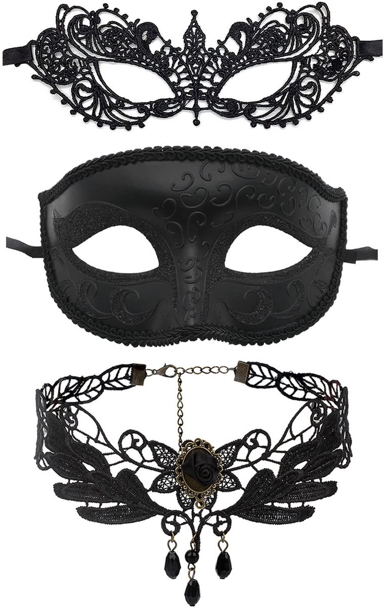 Omgoods - Set van 3 Lacy Maskers voor Vrouwen voor Feestelijke Gelegenheden
