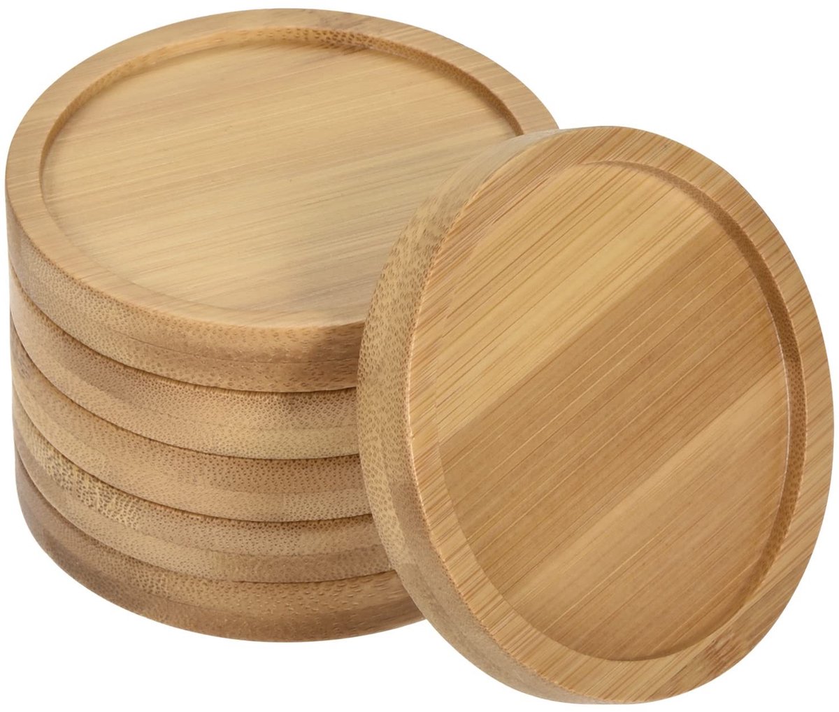 Omgoods - Set van 6 Bamboe Schotels voor Plantenpotten