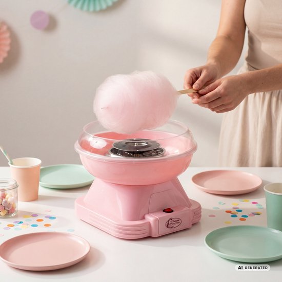 Bestron Suikerspinmachines - ACCM400P - Cotton Candy - Incl. 10 stokjes & maatlepel - Roze - 5 jaar garantie — afbeelding 2