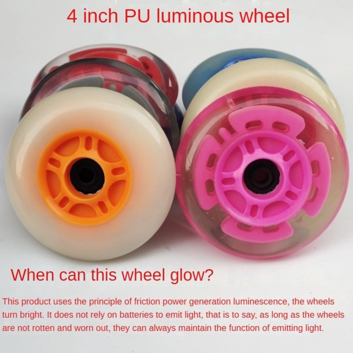 LED Roller Skate Wielen - Vervangende Wielen Inline Skates - Nacht Skaten - Zelf Oplichtend - 8 stuks 100 mm