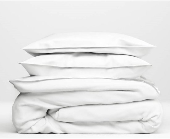 Zohome Dekbedovertrek Satinado - Effen Bedlinnen - 140x220 - Wit - Dekbedhoes van 100% Katoen-Satijn van Merkloos — afbeelding 2