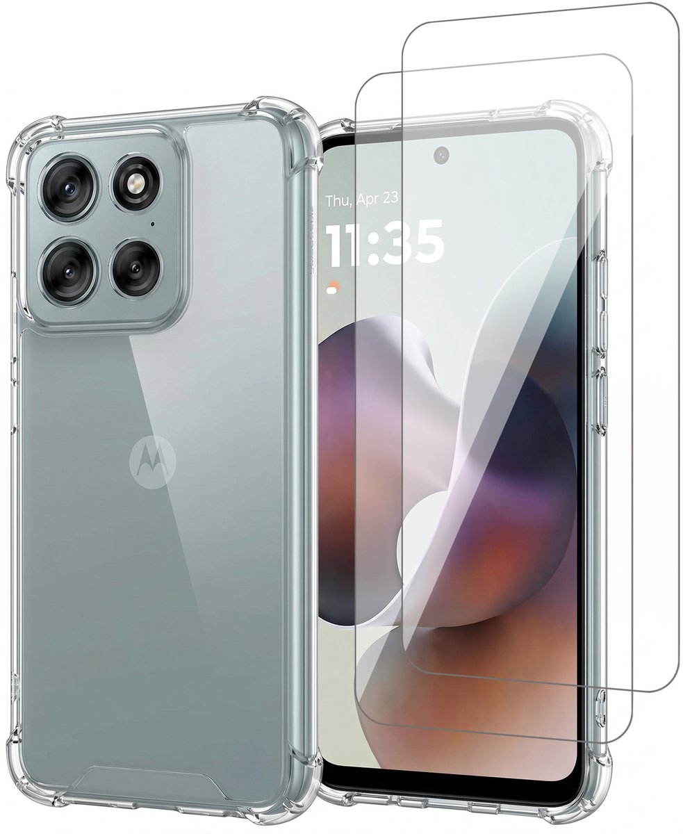 Hoesje geschikt voor Motorola Moto G36 – CrystalClear Back Cover – Schokbestendig – 2 Stuks Screenprotector Glas