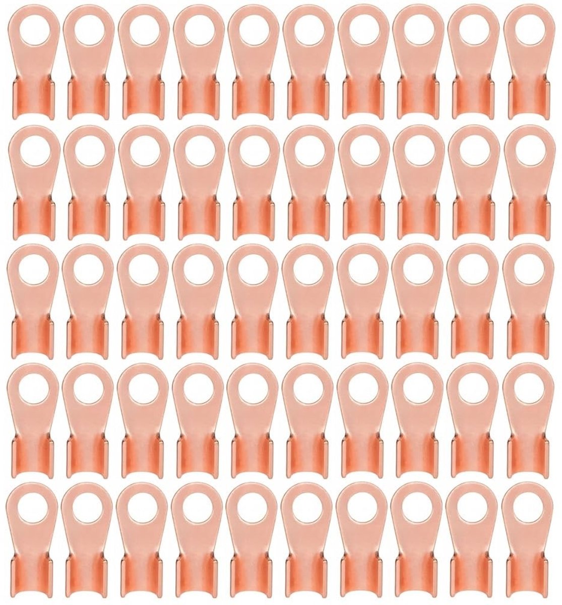 50 stuks krimpkabelschoenen, koperen ringkabelschoenen voor elektrische verbindingen en accutoepassingen