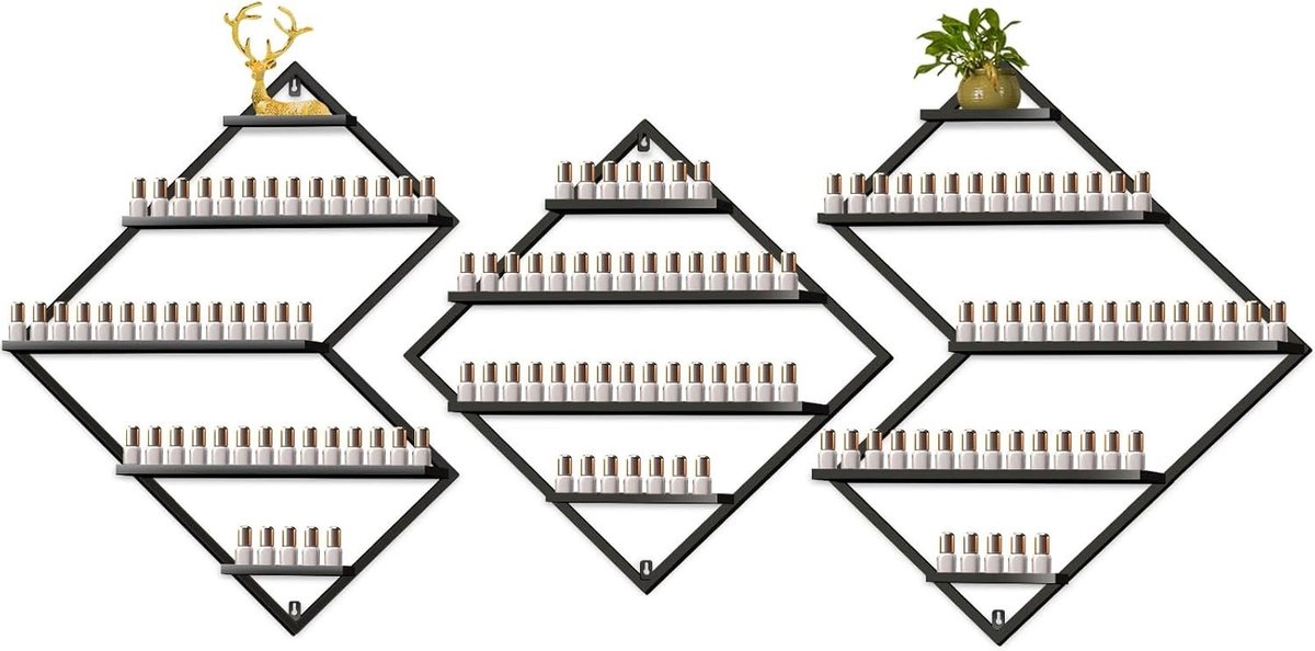3-delige Wandrek voor Nagellak - Organizer voor Cosmetica, Lippenstift en Parfum - Perfect voor Thuis, Spa en Nagelsalons