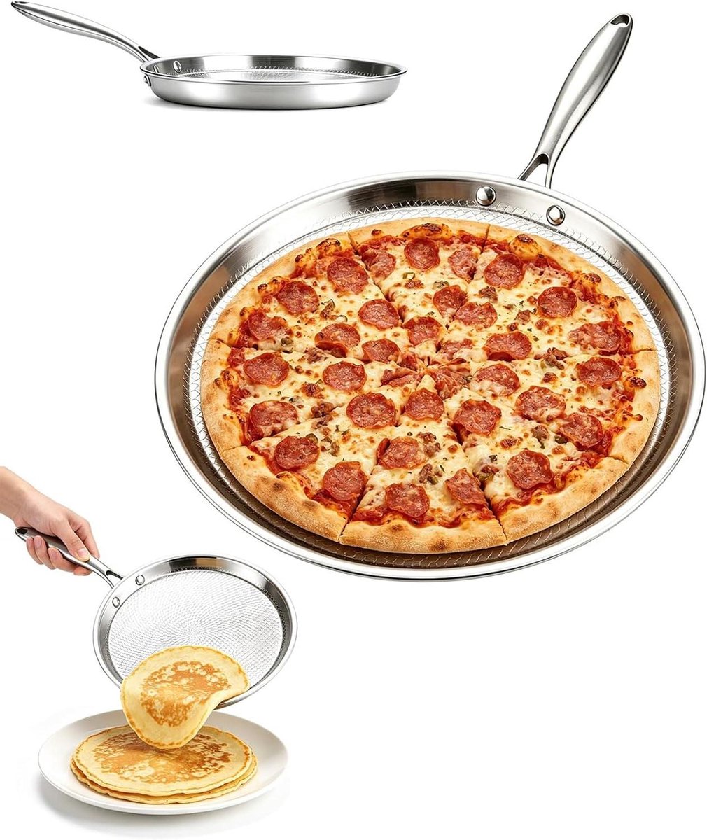 Crêpepan Titanium - Pannenkoekenpan Koekenpan - Lekkere Pannenkoeken Bakken - Hamersmeedpatroon Geen Coating - 30 cm - Zilver
