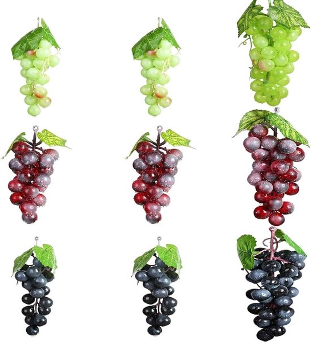 Negen Stuks Simulatie Druiven - Kunststof Druiven Bunches voor Decoratie in Huis, Tuin en Feestjes