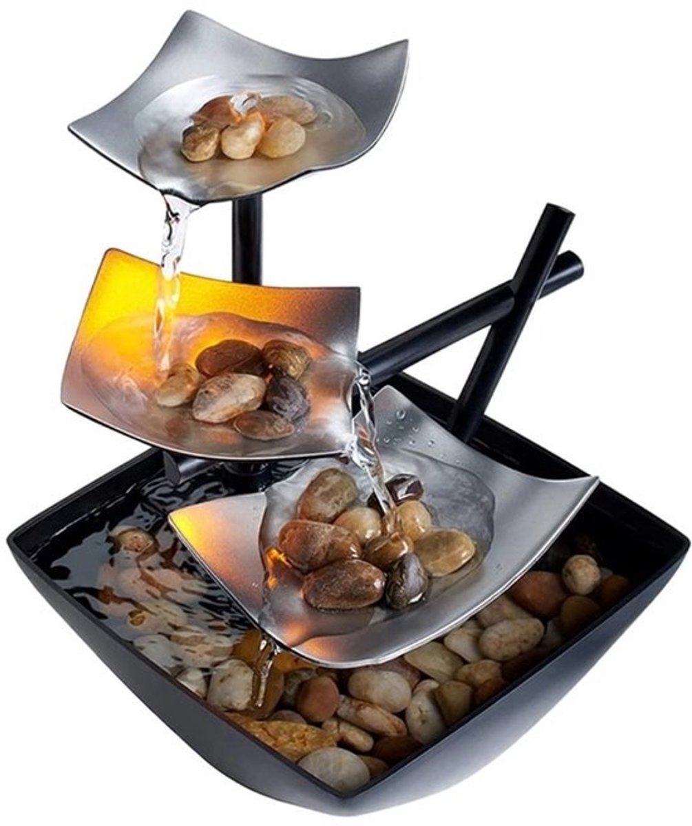 Tafelblad - Decoratieve Fontein - LED Licht - 3-Laags Ontwerp - Automatische Pomp - Binnen Decoratie - Vermindert Stress