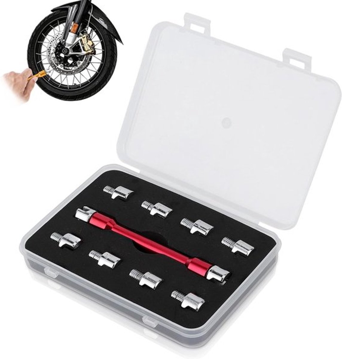 Motorfiets Spaak Sleutel Set - 10 Verschillende Maten voor Dirtbike Velgen, Inclusief Torque Sleutel en Opbergdoos, Ideaal voor Onderhoud en Reparatie van Motorwielen