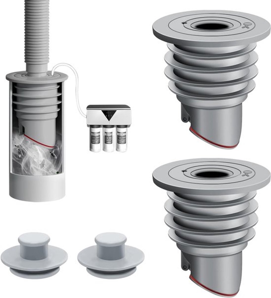 Set van 2 Silicone Afvoerstoppen voor Wasmachine, Keuken en Badkamer - Anti-Geuroverlast, Afvoerbescherming en Slangafdichting