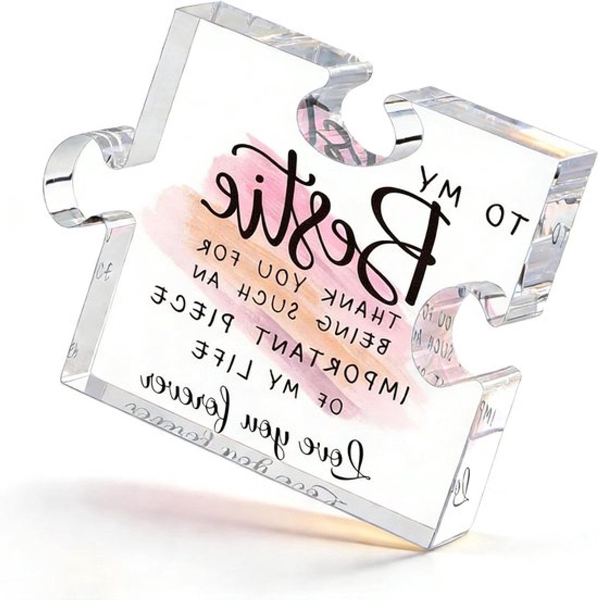 Roze Acryl Puzzelvormige Plaque voor Vriendschap - 10x10cm Geschenk voor Vrouwen, BFF Verjaardag en Kerst met Luxe Cadeauverpakking, Persoonlijk Souvenir