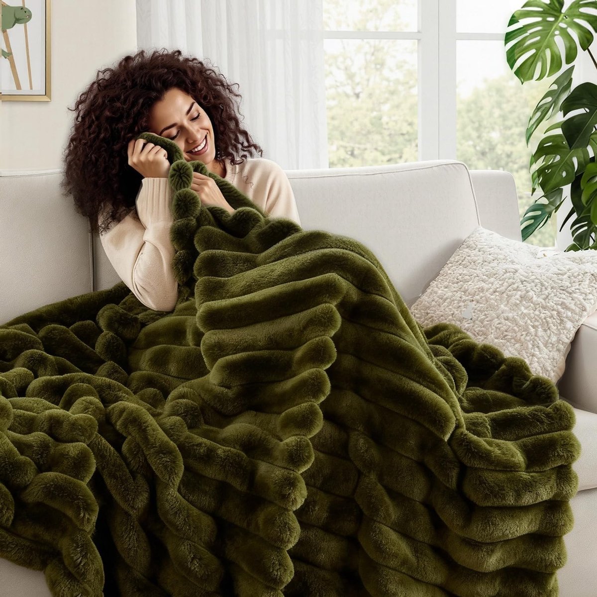 Cuddly dekentje 130 x 150 cm - Fluffy pluche - Warm en zacht voor op de bank - ShopVlot