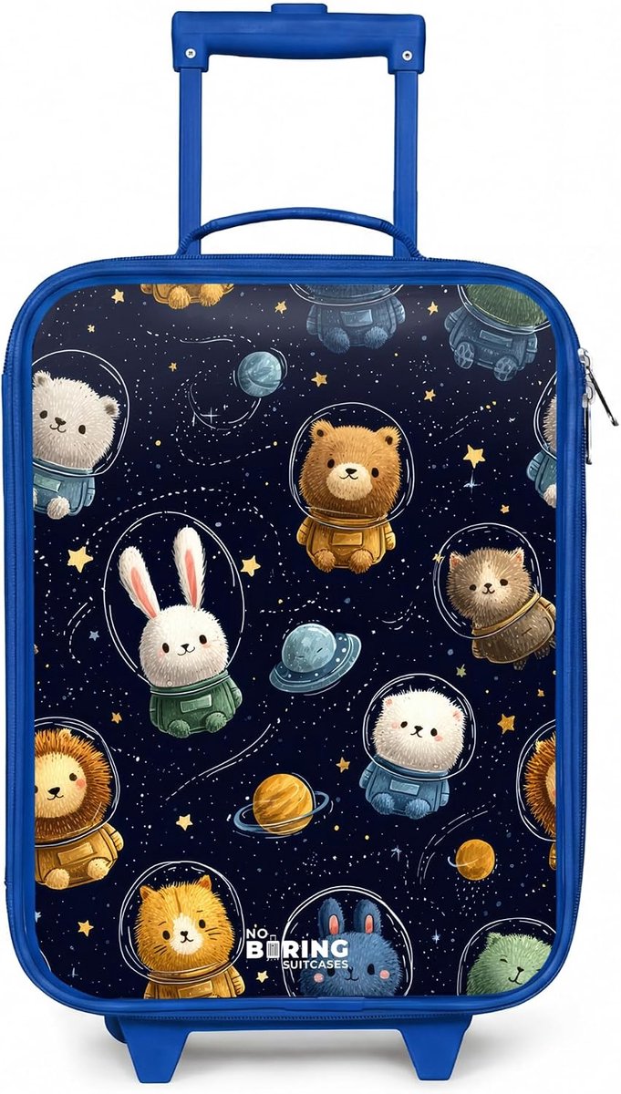 Kinderkoffer Compact 48x31x19 cm - Blauw - LED wielen - Ideaal voor reizen - ShopVlot
