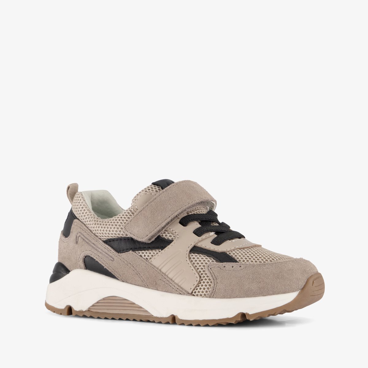 Stap suède jongens sneakers taupe - Beige - Echt leer - Maat 27