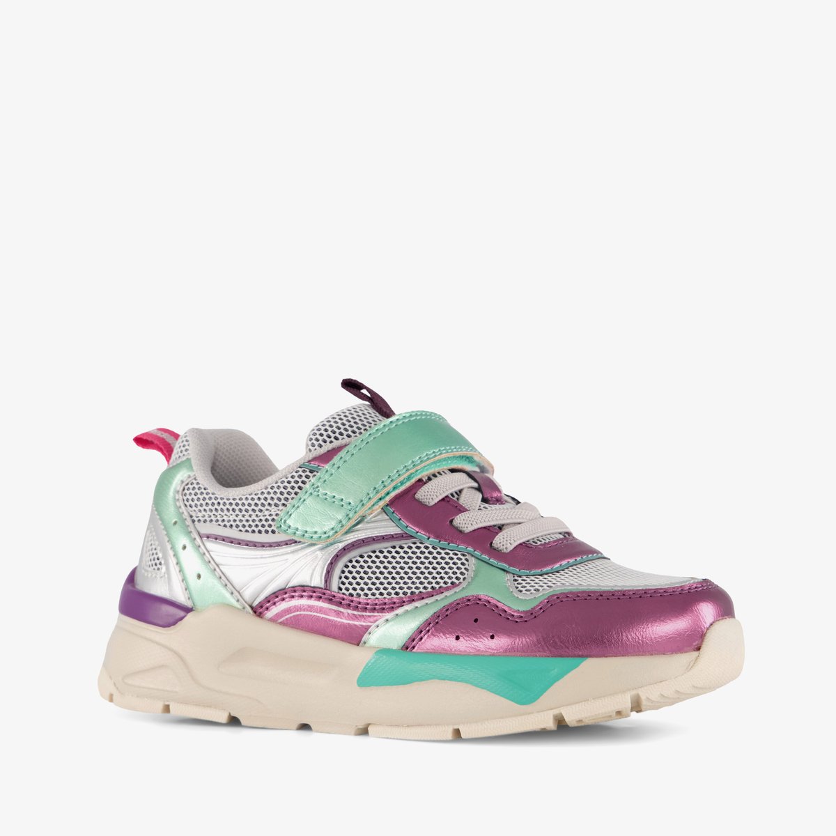 Blue Box meisjes metallic sneakers multicolor - Blauw - Uitneembare zool - Maat 22