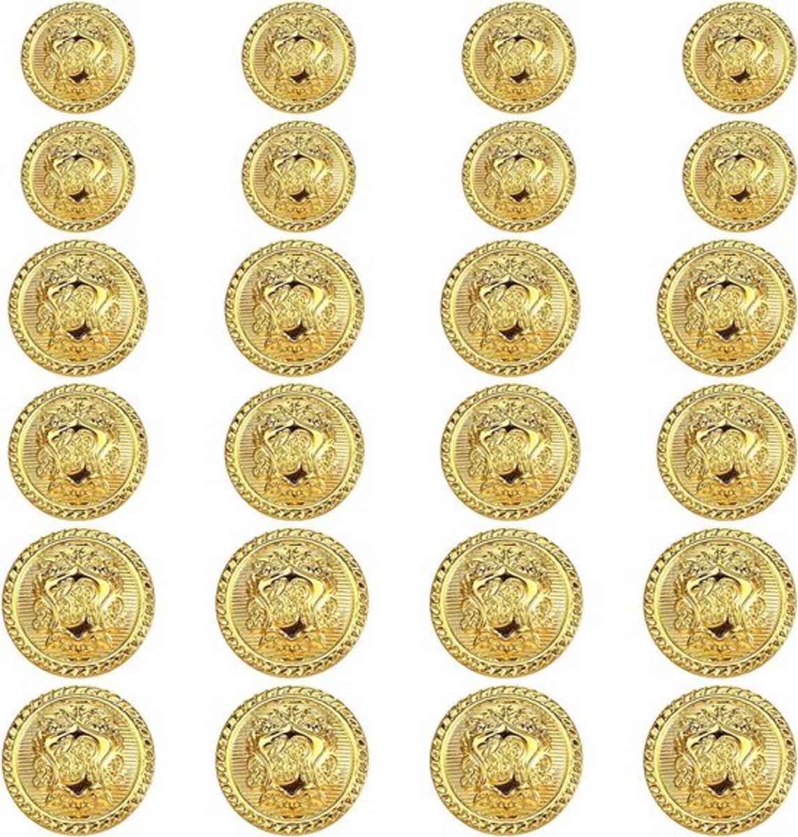 Set van 24 Gouden Blazer Knopen voor Dames en Heren, Vintage Messing Emblemen voor Uniformen en Sportjassen, Beschikbaar in 1.5cm, 1.8cm en 2cm
