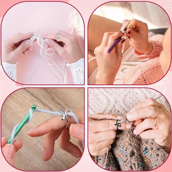 8 Stuks Verstelbare Haakringen voor Haken - DIY Kattenoren, Breien en Haakaccessoires voor Vrouwen en Meisjes — afbeelding 3