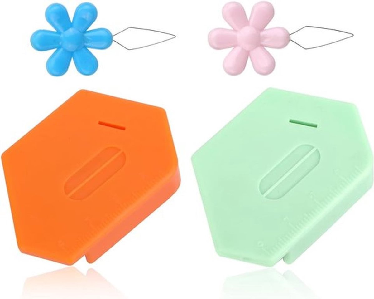 2-delige Magnetische Naadgeleider voor Naaiapparaten met 2 Naaldinrijgers en Polygonale Zoomgeleider met Schaal voor Algemeen Naaiaccessoires
