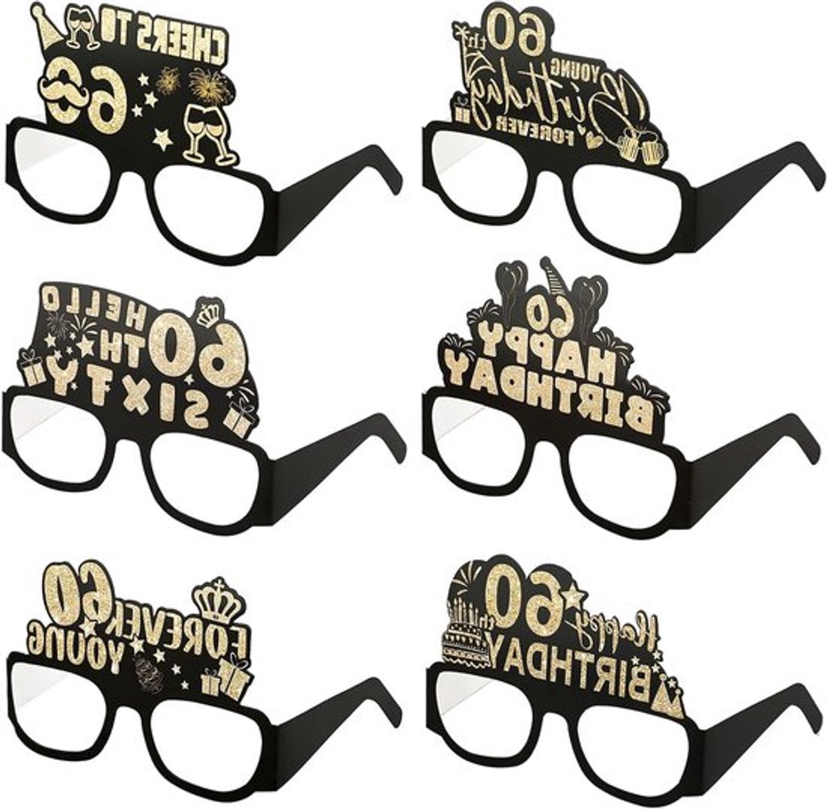 6 Stuks Verjaardagsfeest Papieren Zonnebrillen Decoratie, 50ste Verjaardag Fotobooth Props voor Vrouwen en Meisjes, Feestaccessoires voor Verjaardagsfeestjes