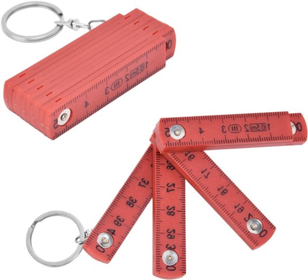 Vouwbare meetlat van ABS, 50 cm, ideaal voor timmerwerk, tegelzetten en precisie metingen, inclusief sleutelhanger