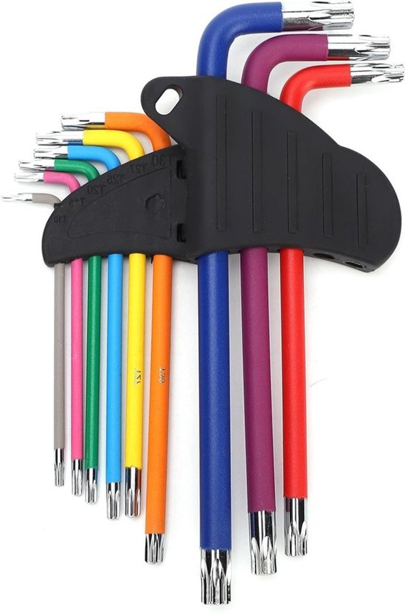 Set van 9 Stuks Stervormige Inbussleutels met Lange Arm voor Fietsen en Motoren - Anticorrosie Reparatietools