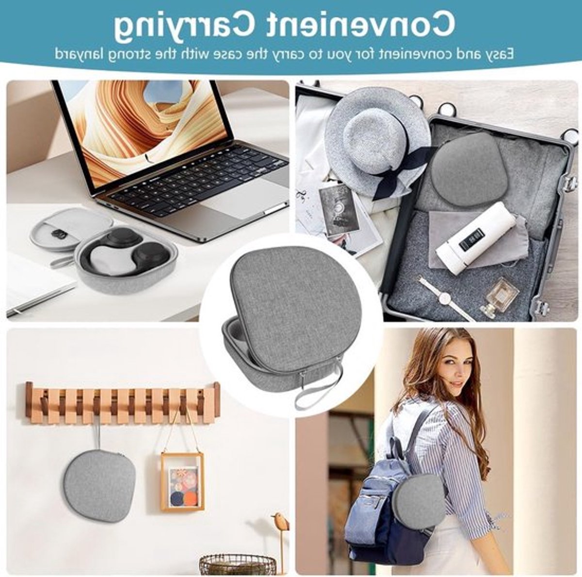 Duurzame Hardshell Opbergtas voor Draadloze Noise Cancelling Hoofdtelefoons, Geschikt voor Sony WH-CH700/710/720N en JBL 720BT/710BT, Inclusief Afneembare Binnenhouder