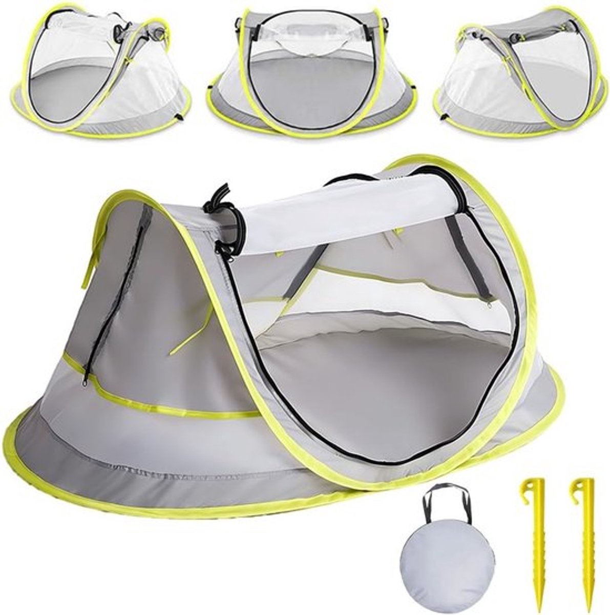 Pop-up Baby Strandtent met UV-bescherming UPF 50+, Draagbare Tent voor Zonbescherming, Ideaal voor Stranduitjes en Buitenactiviteiten