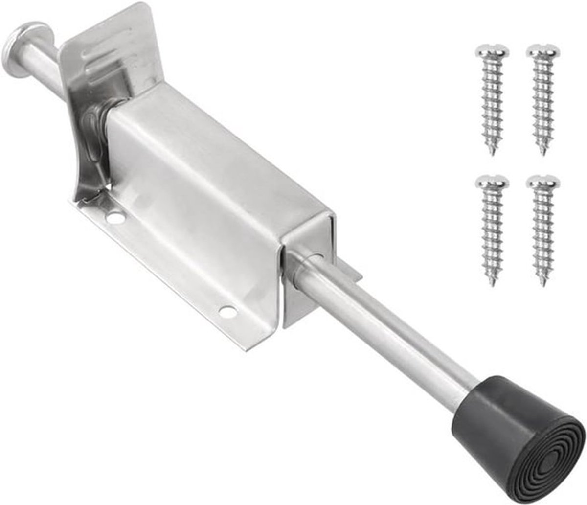 Verstelbare deurstopper met voetbediening van roestvrij staal en rubberen buffer voor binnen en buiten, ideaal voor balkondeuren en andere toepassingen, 200 mm