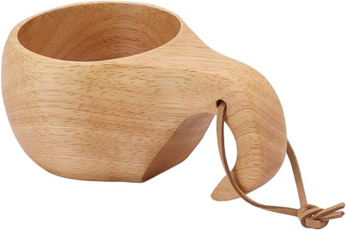 Duurzame Houten Kuksa Mok voor Buiten, Handgemaakt en Gepolijst, Ideaal voor Koffie, Thee en Melk tijdens Kampeertrips
