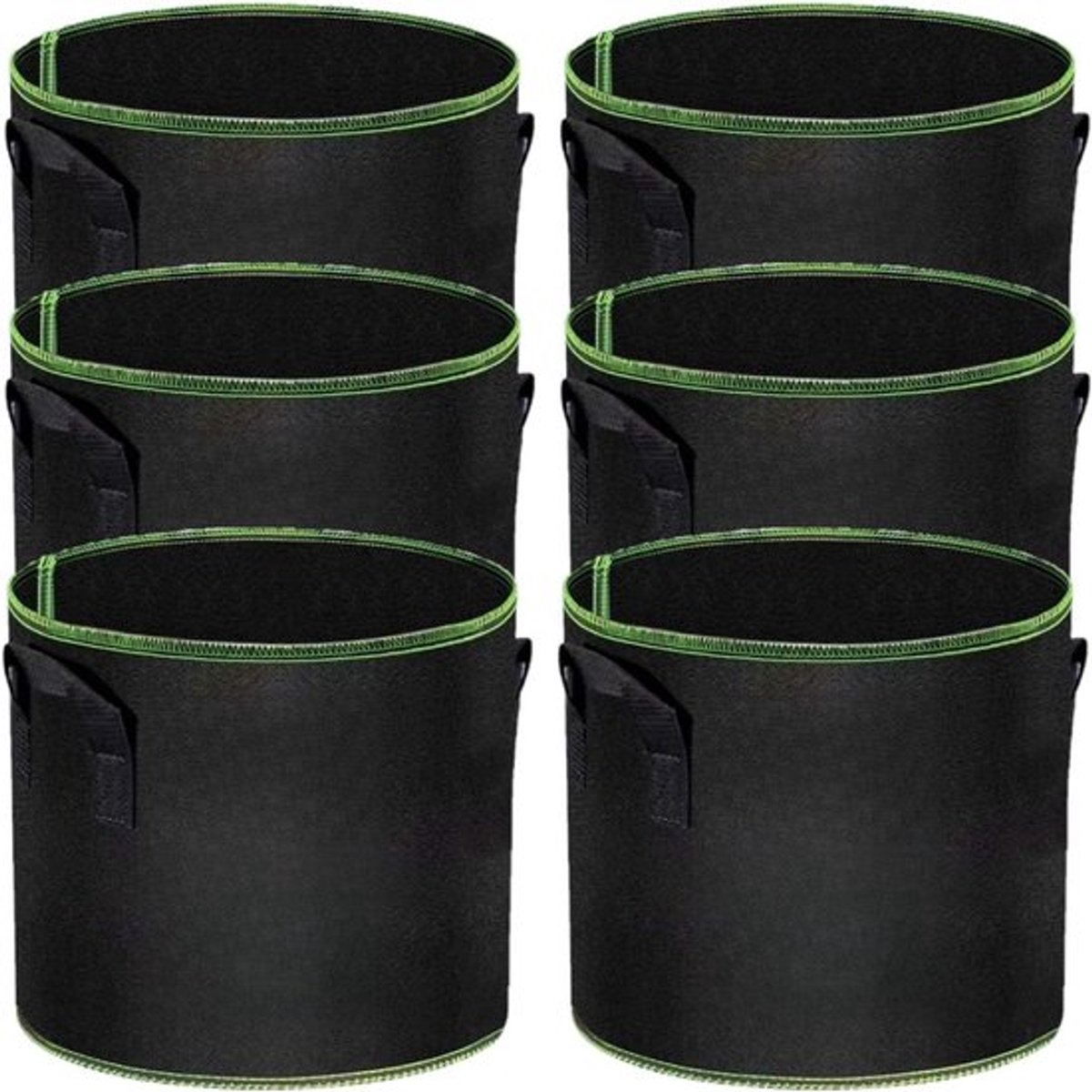 Set van 6 plantenzakken, ademende plantenzakken van non-woven materiaal - zwart